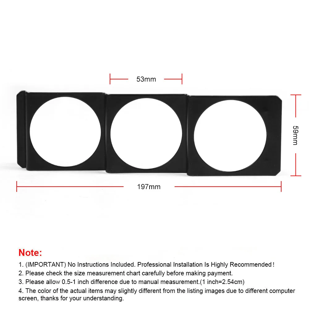 Car Meters Holder Universal 52mm Tripe 3 Gauge Meter Radio Din in Dash Panel Pod Black 2inch BX102259-BK