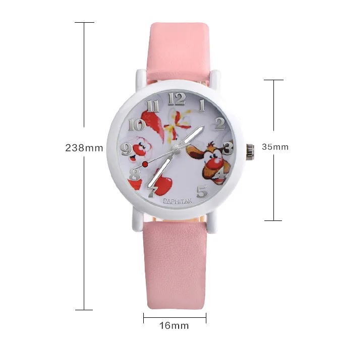Модные студенческие детские часы Санта Клаус Лось Большой цифровой кожаный ремешок аналоговые кварцевые часы праздничный подарок для детей часы 50