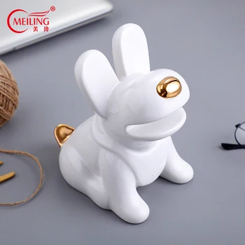 

Porcelain Dog Statue Figurine Creative Dog Phone Holder For Home Office Table Decor Ceramic Animal Storage Art Collectible Gifts