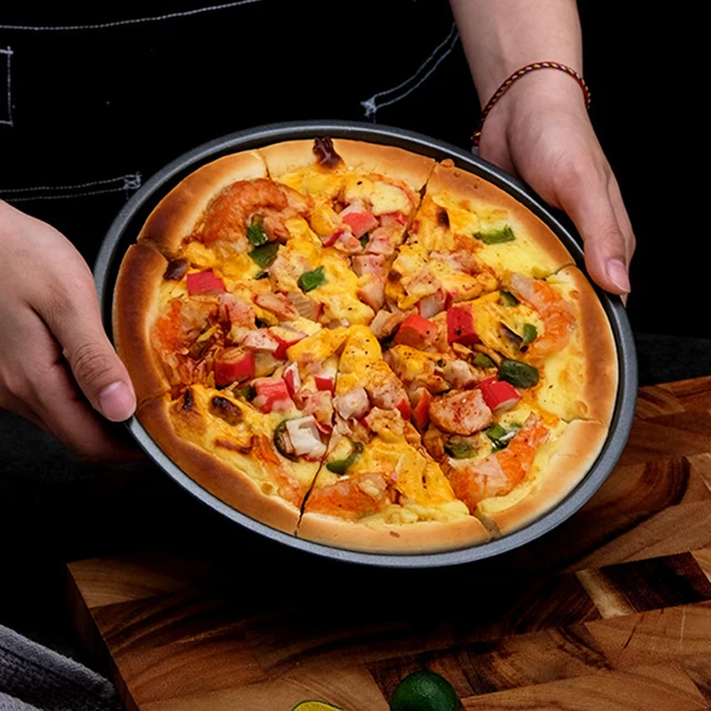 6/9/10/12 inch Round Pizza Plate Pizza Pan Deep Dish Tray Carbon Steel  Non-stick Mold Baking Tool Baking Mould Pan Pattern - AliExpress