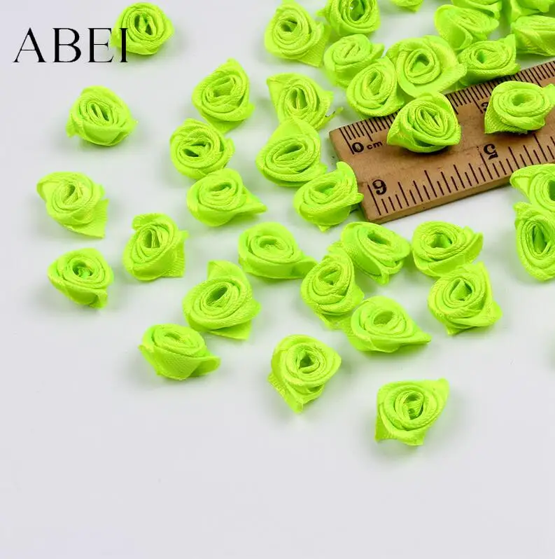 300pcs Multicolor Mini Satin Ribbon Rose Heads for Crafting and Decoration