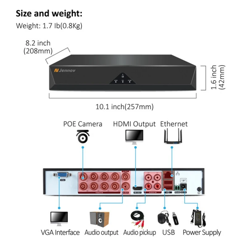 Jennov 4CH 5MP DVR AHD камера CCTV комплект наружная камера система безопасности IP видео наблюдение комплект P2P HD ночное видение H.265 IR-Cut