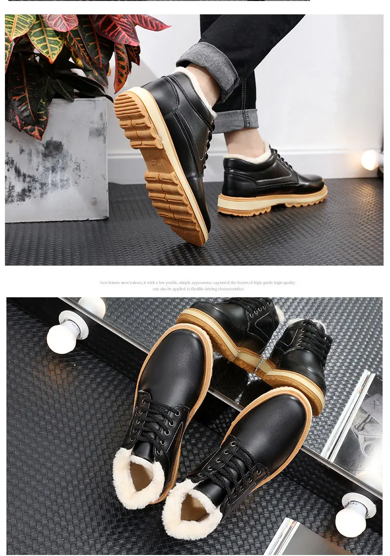 Botas Masculina/мужские ботинки; безопасная обувь из натуральной кожи; высококачественные винтажные зимние ботинки в британском стиле; Зимние Повседневные ботильоны на меху