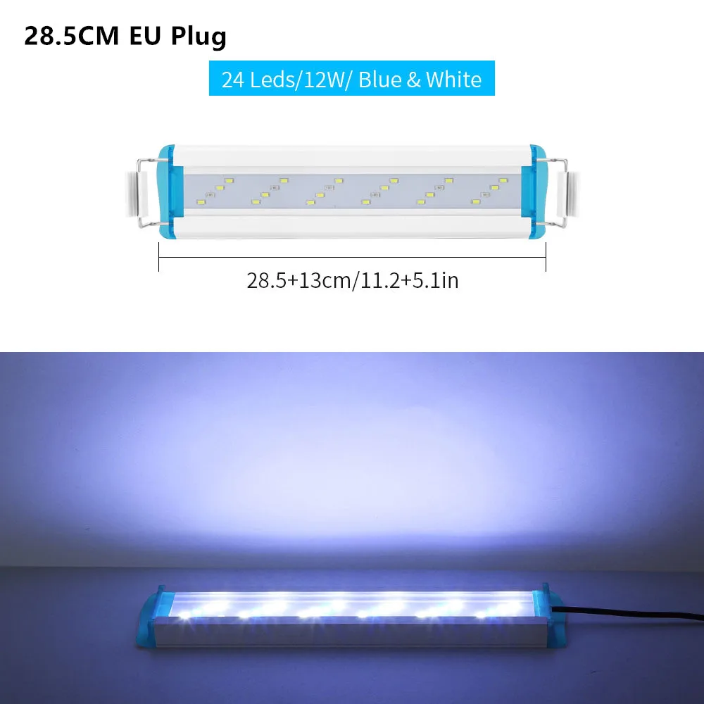 Ультра-тонкий светодиодный светильник для аквариума s сине-белый светильник для ландшафтного дизайна водных растений экологический светильник с волнистым корпусом лампа с вилкой Стандарта США и ЕС - Цвет: 28.5CM EU Plug
