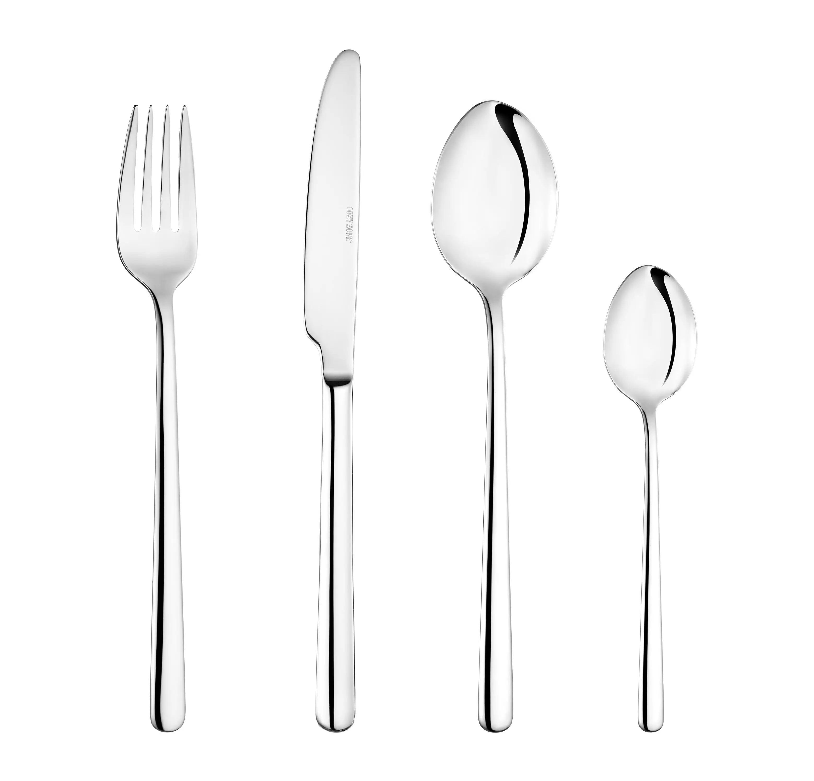 US $37.93 Cozy Zone 16 Pcs Set Simple Dinnerware Set Dinner Stainless Steel Cutlery Set Knives Forks Coffee Classic Family Tableware