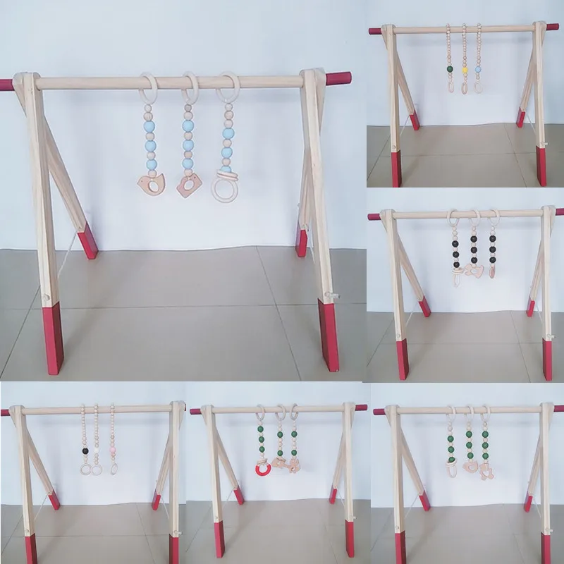 

Nordic Cartoon Wooden Baby Play Gym Fitness Frame Rack Hanging Pendant Toys Kit Toddler Baby Gym Traning Baby Toys Room Decor