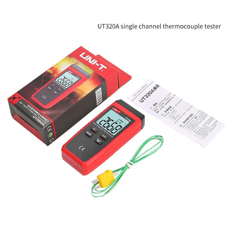 UT320A UNI-T термометр термопара UT320D UT320A мини Контакт Тип двухканальный K/J температура метр подсветка данных держать от авто - Цвет: UT320A