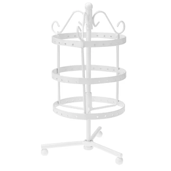 

3-tier Rotating Metal Jewelry Rack Earrings Rings Display 70 Holes