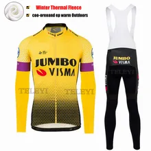 Jumbo Visma зимний термальный флисовый Джерси для велоспорта Майо набор одежды для велоспорта униформа для мужчин MTB
