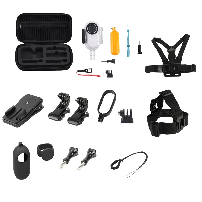 

20 in 1 Set Storage Bag Waterproof Case Frame Chest Strap Head Mount Backpack Clip Kit For Insta360 Go2 Camera Accessories