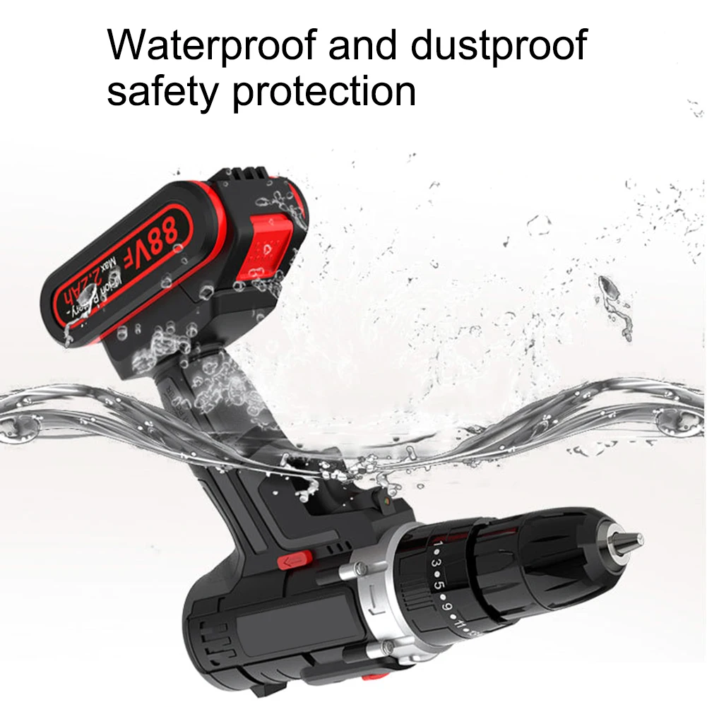 88VF литий-ионная аккумуляторная дрель EU Plug power Drill набор с 3/8 дюймовым бесключевым патроном с переменной скоростью 16 бит 22 отвертки инструмент