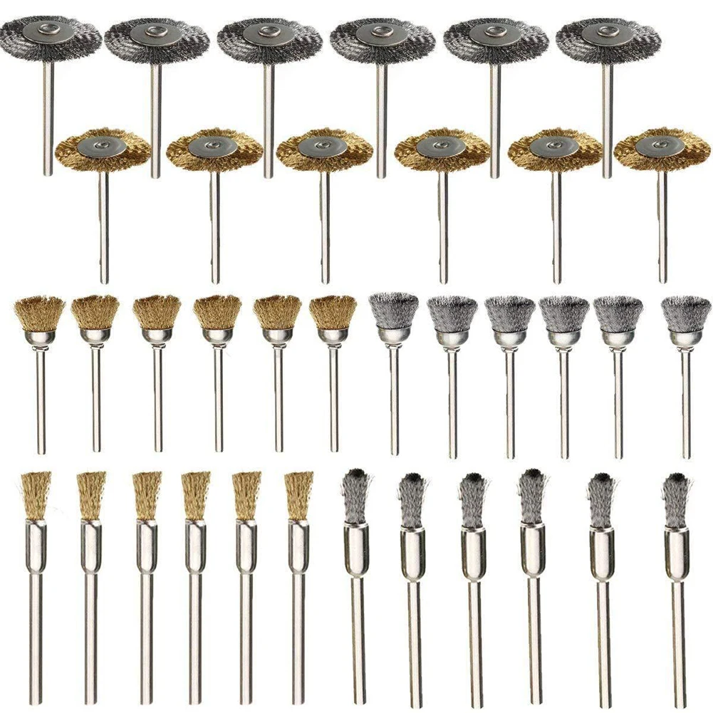 

36pcs Derusting Non Slip Drill Stainless Steel Removal Mini Polishing Wheel Welding Buffing Wire Brush Set Grinder Rotary Tools
