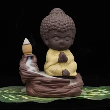 Керамика дзен статуя Будды монах курильница творческий домашний декор украшения аксессуары держатель обратного потока ладан горелка дым водопад