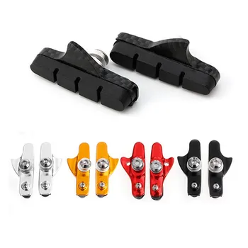 

1Pair MTB Road Bicycle Bike Cycling V Brake Pads Aluminum Alloy Holder Rubber Blocks C Clam New Replaceable Bike Accessories