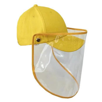 

1PC Baseball Cap with Detachable Face Cover Sun Protection Cap Anti Splash Hat Anti-Spittle Cap for Kids Outdoor (Yellow)