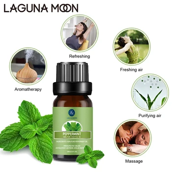 

Lagunamoon Peppermint 10ML Pure Essential Oils Massage Humidifier Aroma Lemon Jasmine Vetiver Thyme Rose Vanilla Oil Essential