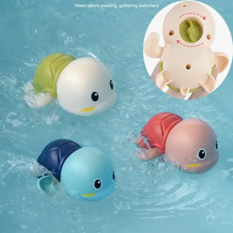 Baby Bath Toys Animal Cute Cartoon Tortoise Toddler Water Toys Wind-Up Swim Turtle Bathroom Baby Clockwork Animal Toy 2