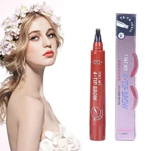 Жидкий карандаш для бровей с 4 кончиками, водостойкий микроблейдинг, вилка, кончик, тонкий эскиз, для бровей, татуаж, ручка, макияж, косметика, TSLM2