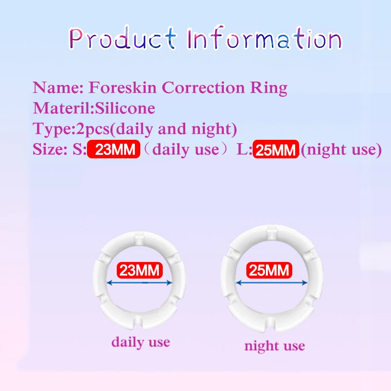 5PCS Penis Glans Foreskin Phimosis Curing Correction Ring For Man