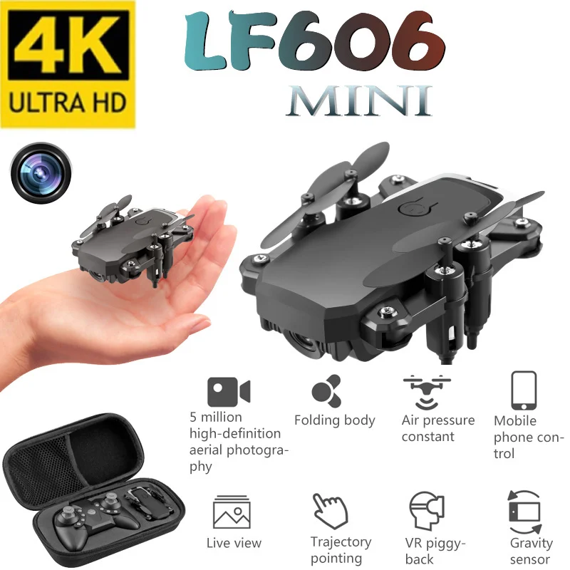 Mini Drone LF606 4K HD Camera Foldable Quadcopter One-Key Return FPV Drones Follow Me RC Helicopter Quadrocopter Kid's Toys