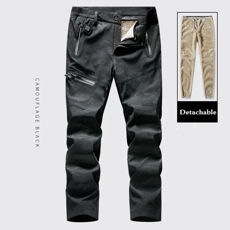 Pantalones calientes de calefacción de carga de invierno más terciopelo pantalones calefactados elé