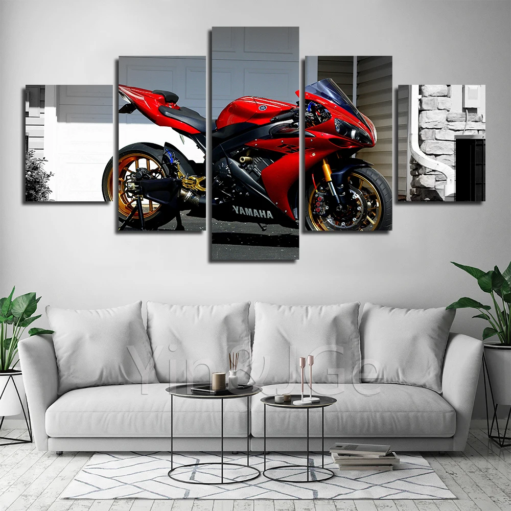 Модульные картины HD печатает мотоцикл Холст Картина 5 шт. гонки мото Современное украшение дома настенные рамки художественный плакат