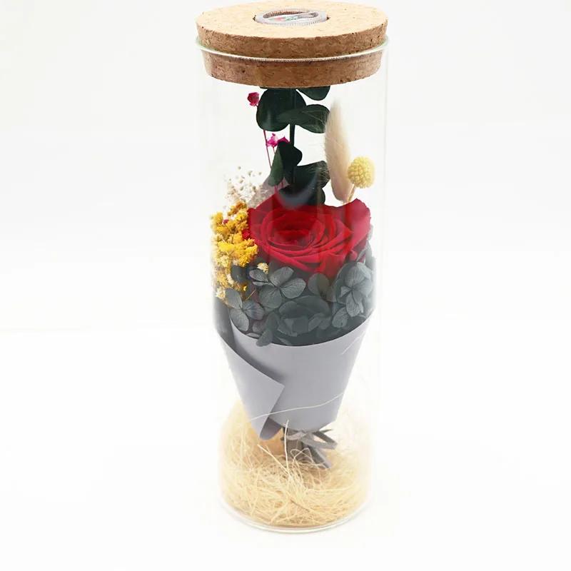 Rose Red Светодиодный розовый Eternelle DIY первый цветок Роза в стеклянном куполе навсегда роза красная роза Сохраненная Роза Belle Rose специальный романтический подарок - Цвет: Rose Red