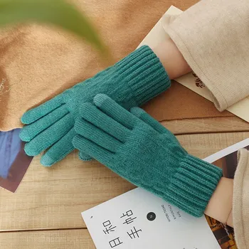 

Fashion Gloves Women Men Kids Thick Warm Winter Full Finger Mittens Female Stretch Crochet Solid Wool Screen guantes