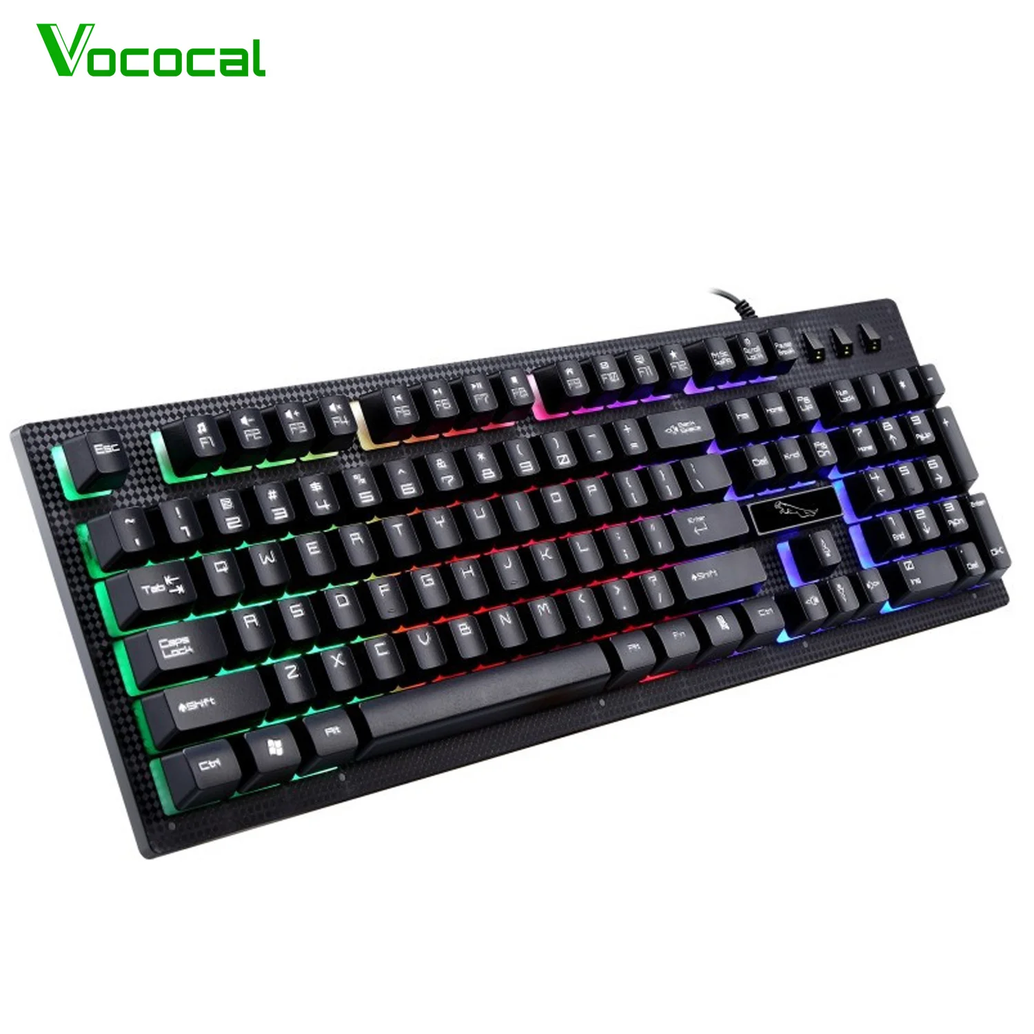 

Vococal 104 Keys Keyboard USB Wired Colorful RGB Backlight Wire Game Gaming Keypad Key Board Pad Mat for Computer Desktop Laptop
