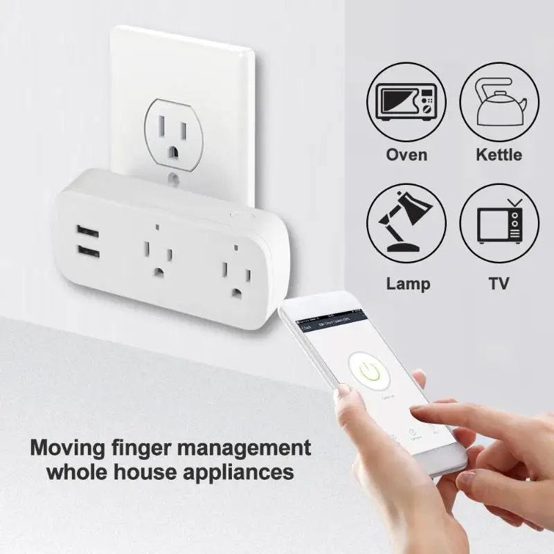 

Smart Home tuya Wifi Power Strip Surge Multiple Power Sockets 2 USB Port Voice Control for Amazon Echo Alexa's Google Home Timer