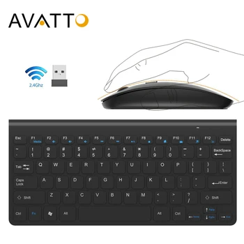 

AVATTO 2.4GHz Wireless Mini Keyboard and Optical Mouse Combo by 1 USB Receiver Control for Desktop,Computer PC,Laptop,Smart TV