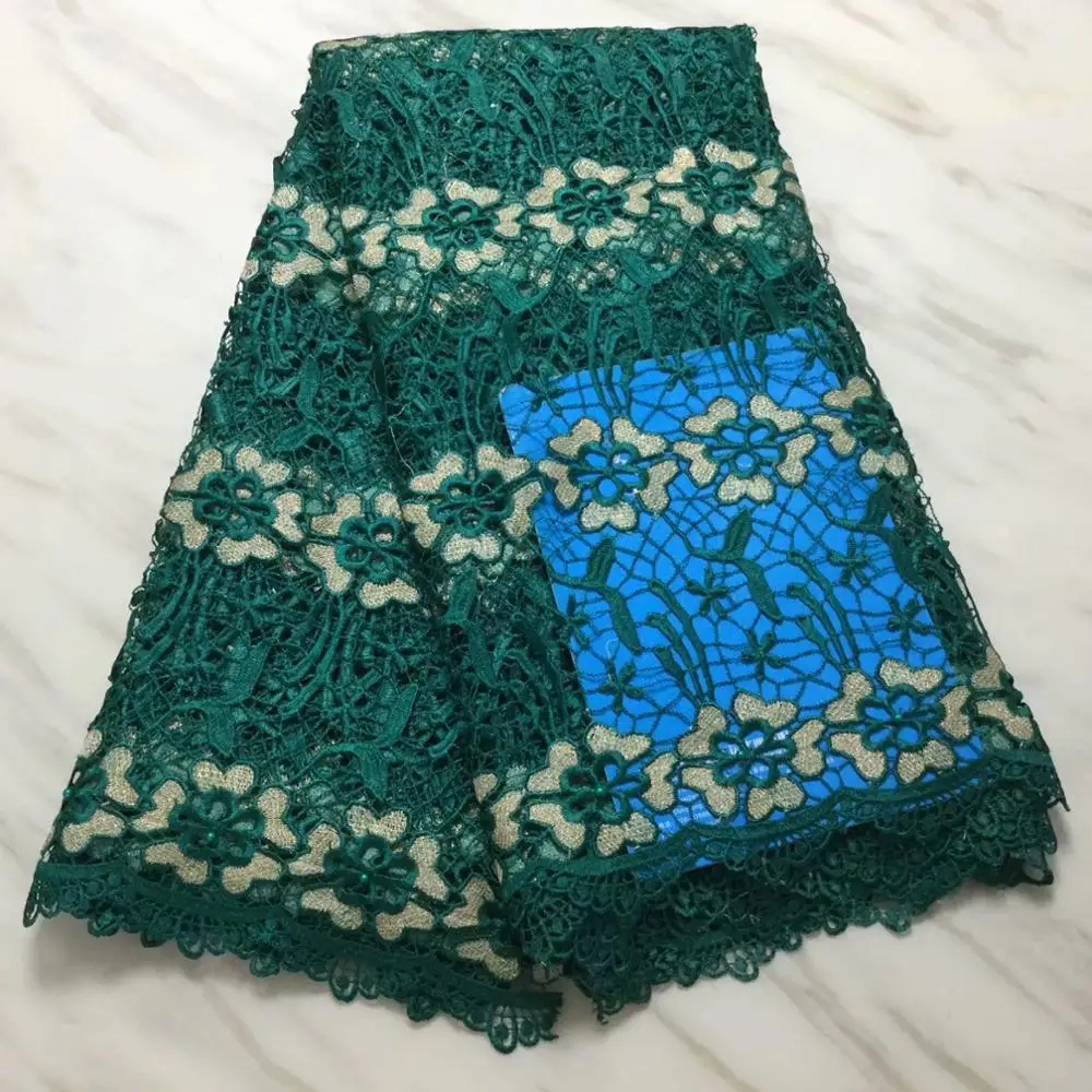 

Emerald green 2019 Latest Nigerian Laces Fabrics High Quality African Laces Fabric for Wedding Dress French Tulle Lace with Bead
