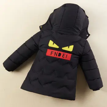 

INS Children's Padded Jacket Kid's Winter Clothes Thick Cartoon Monster Wavy Quilting Line Kids Parka Hooded Online Celebrity