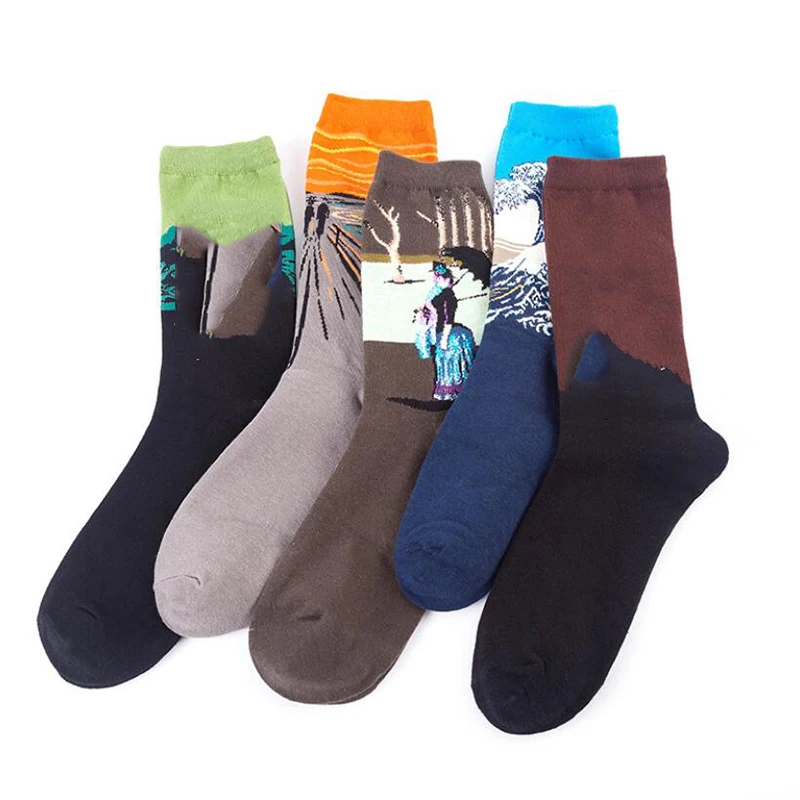 

Occident Fashion Colorful Print Socks Unisex Abstract Oil Painting Woman Socks Cotton Harajuku Colorful Kawaii Crew Socks Gifts