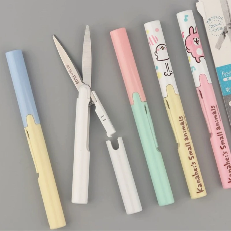 1pcJapanPLUSSC130PShapedPortableScissorsSafetyFoldingPocket