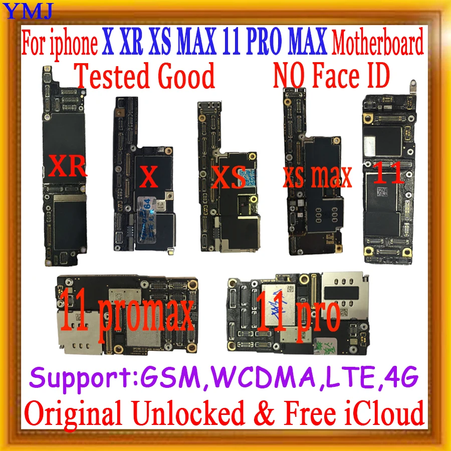 

Материнская плата без Face ID для iPhone 11 PRO MAX X XS XR XS MAX, логическая материнская плата без идентификационной учетной записи с системной пластиной чипов 64 Гб 128 ГБ