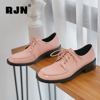 

RJN Casual Women's Pumps Comfortable Cross-Tied Lace-Up Solid High Quality Cow Leather Fashion Shoes Handmade Stylish Pumps RO89