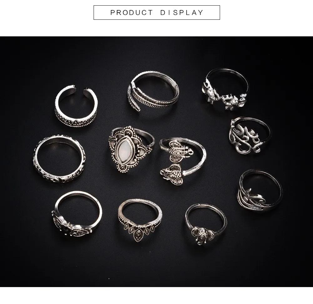 Bague Femme, винтажные кольца для женщин, геометрической формы, в стиле бохо, цветок, кристалл, кольцо на кончик пальца, набор, богемный, миди, ювелирные изделия, серебряный цвет