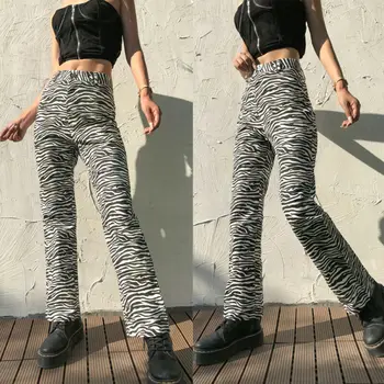 

Women High Waist Flare Wide Leg Chic Leopard Trousers Bell Bottom Yoga Pants