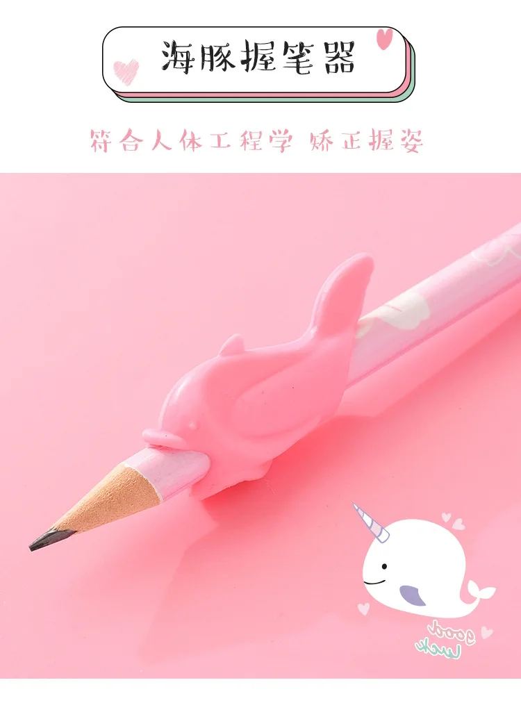 Милый набор карандашей Kawaii с ластиком, точилка для карандашей, держатель для ручек для детей, школьные канцелярские принадлежности, 6 шт., подарочный набор