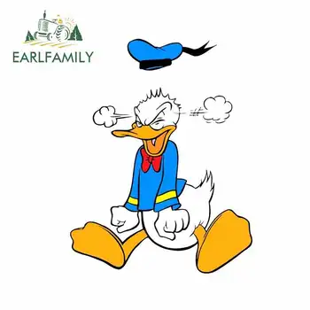 

EARLFAMILY 13cm x 10.1cm for Angry Donald Duck Funny Car Stickers Vinyl Waterproof RV VAN Car Accessories JDM Anime Sign Logo