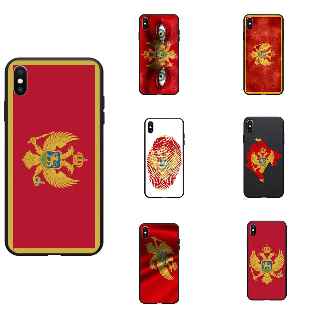 

Montenegro National Flag Coat Of Arms Theme Soft TPU Phone Cases Cover Image Logo For iPhone 6 7 8 S XR X Plus
