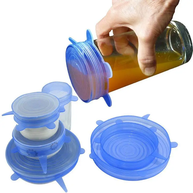 

Silicone Stretch Lids 6 Pack Different Size Stretchable Food Covers for Cups, Pots, Can,bowls,Dishes,Mugs,Jars
