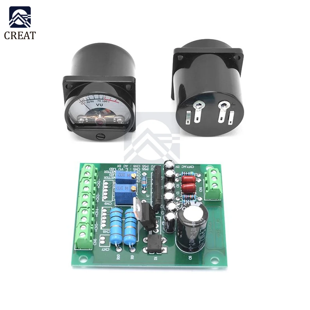 Scheda Driver Misuratore Audio Livello Vu + 2 Pezzi Vu Meter Retroilluminazione 6-12V