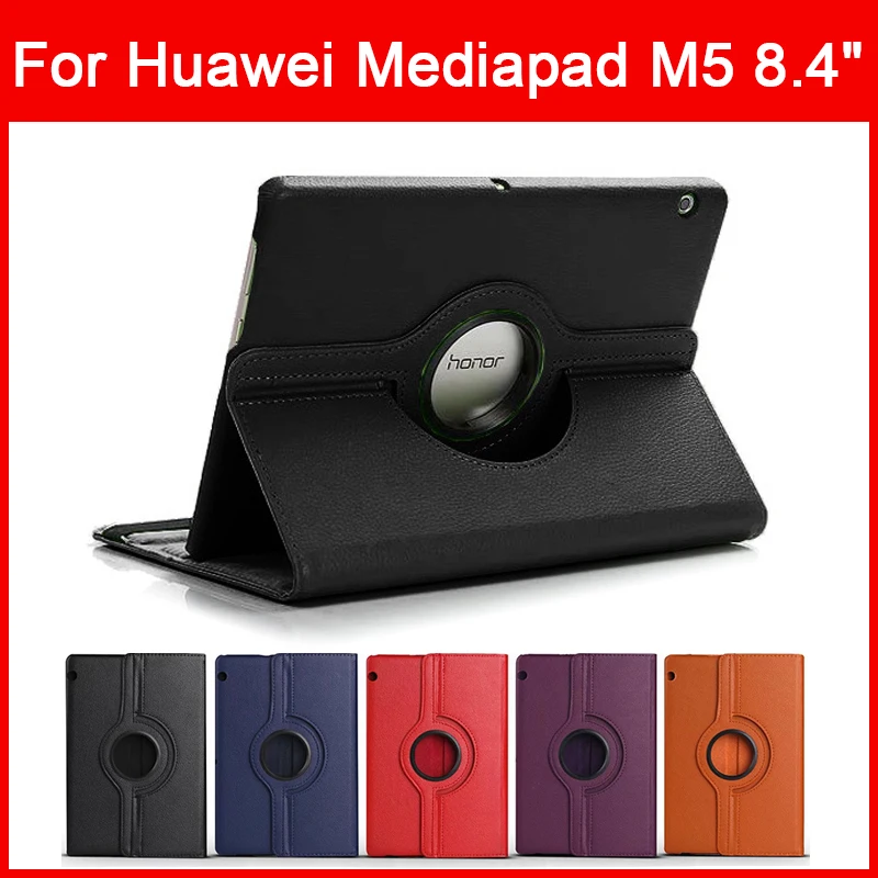 

360 Rotating Tablet Case for Huawei MediaPad M5 8.4 inch SHT-W09 SHT-AL09 Folding Tri-fold Stand Cover PU protective smart cover