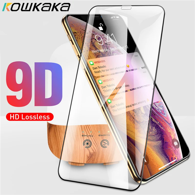 

kowkaka 9D Tempered Glass For iPhone 11 X XR XS 11 Pro Max Screen Protector For iPhone 6 6s 7 8 Plus Full Cover Tempered Glass