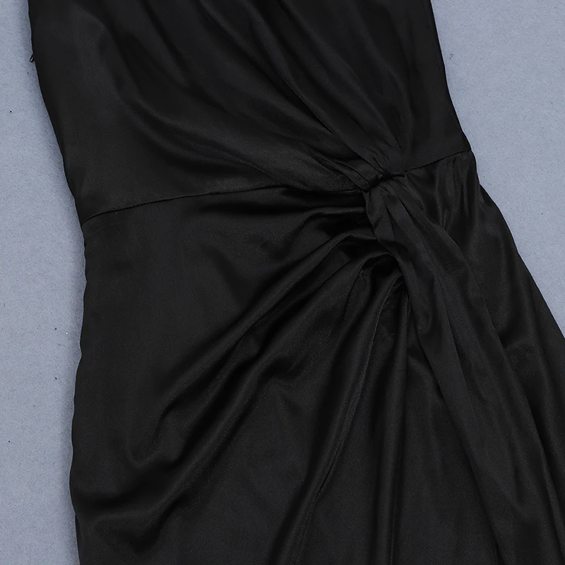 Max Spri женское сексуальное платье на одно плечо, тонкое асимметричное платье миди, с рюшами, с разрезом, без рукавов, атласное, новинка, модные вечерние платья