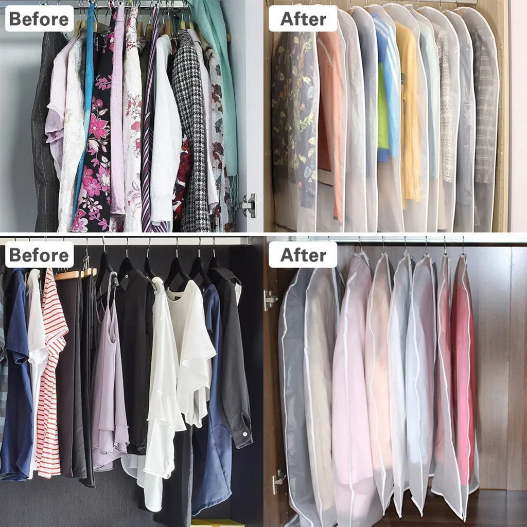 Одежда подвесная одежда платье одежда костюм пальто пылезащитный чехол домашняя Сумка Для Хранения Чехол Органайзер шкаф подвесная одежда F117