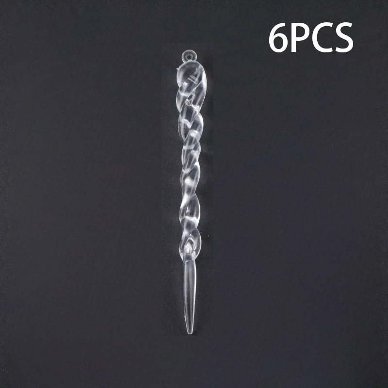 T-6PCS 3/6 шт, имитация льда, Рождественское украшение, поддельные сосульки, реквизит, рождественская елка, Висячие орнаменты, navidad, елочные украшения, зимние, вечерние - Цвет: T-6PCS