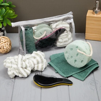 

Set for bath and sauna in a cosmetic bag, tsv. green, 4 pieces 4840230